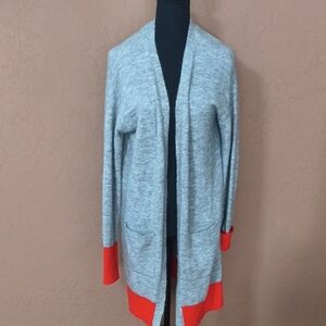Stitches & Stripes Soft Grey Cardigan With Red Accents